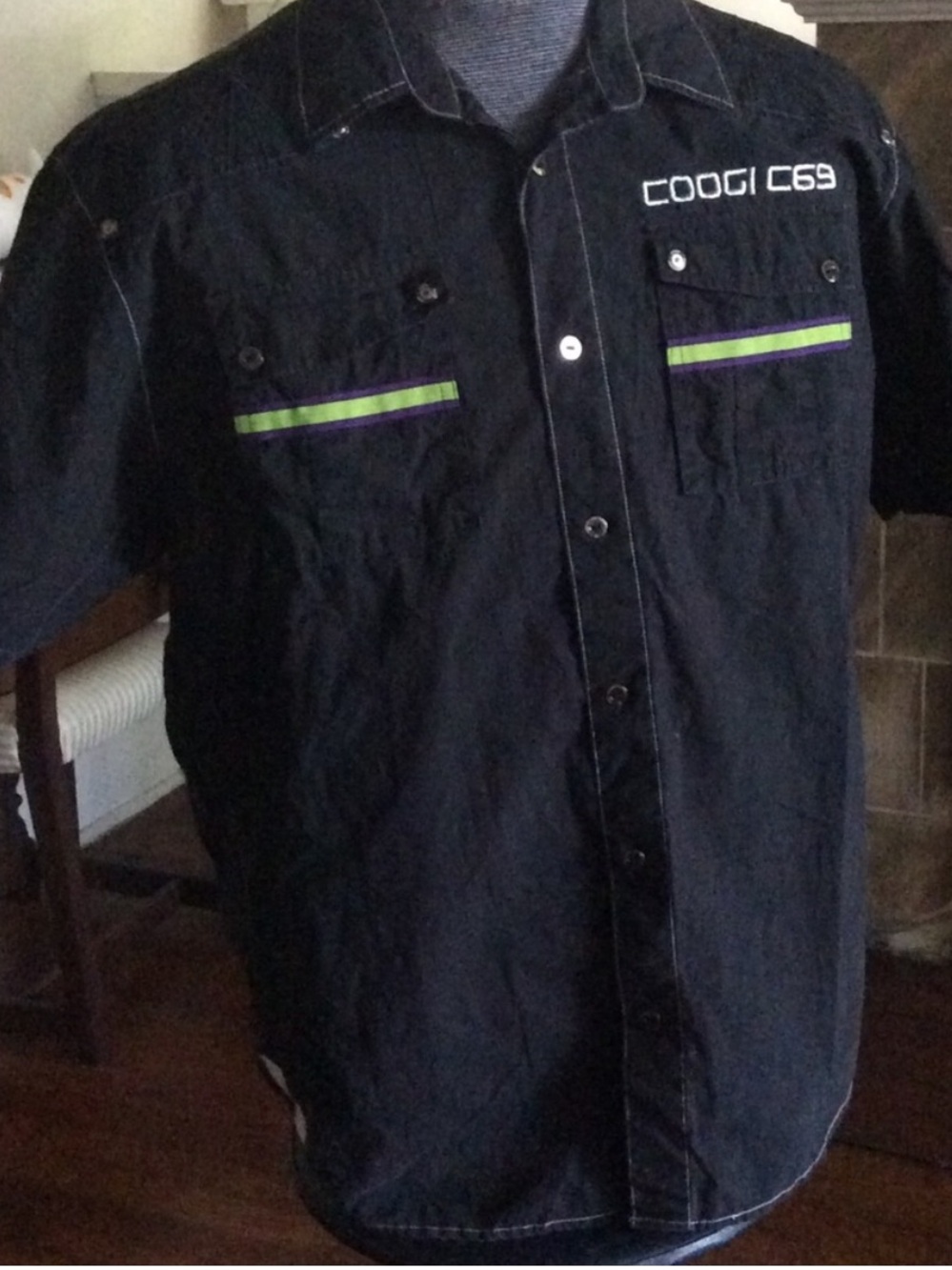 COOGI Casual Button Down Shirt XXXL Mechanics Shirt Hipster